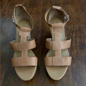 Franco Sarto Women's Falco Sandal Size 8.5 Cork Wedge Platform Gladiator.